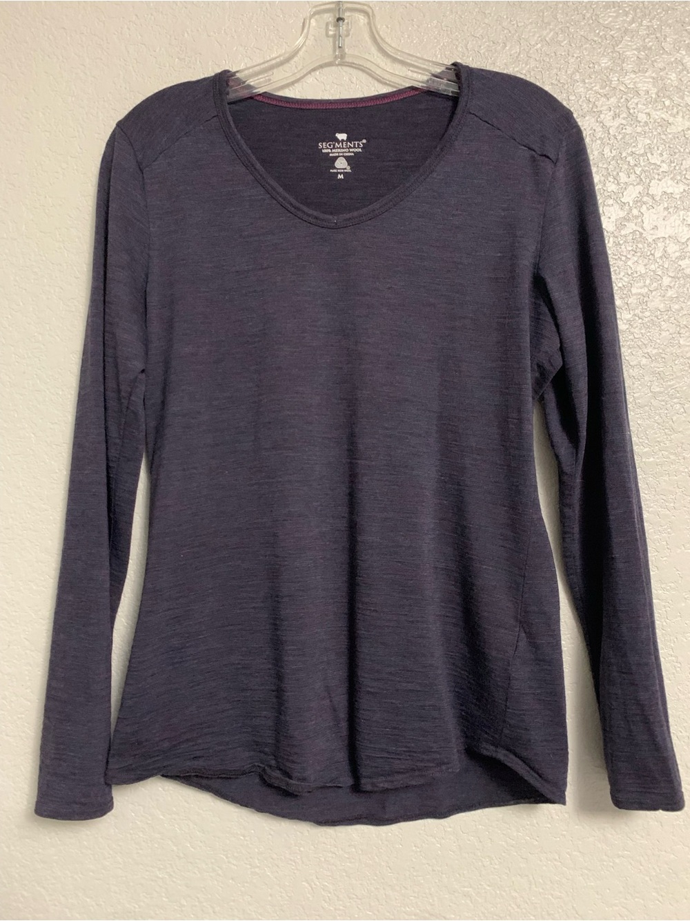Segments Tee Top Women M Merino Wool Base Layer Long Sleeve Vneck Purple Outdoor